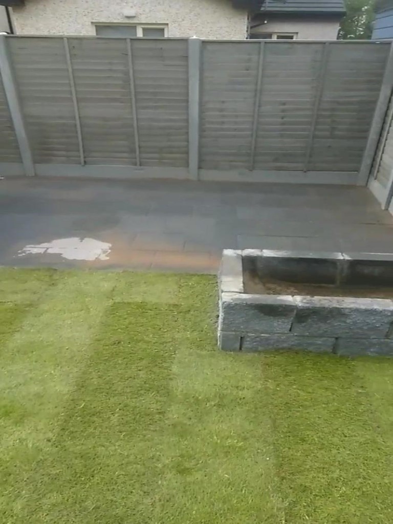 Slabbed Patio with New Lawn in Hansfield Wood, Dublin
