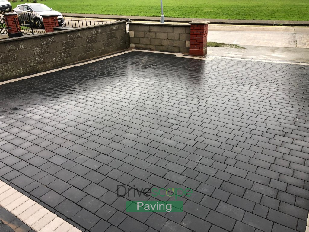 Charcoal Paved Driveway with Silver Borderline in Santry, Dublin