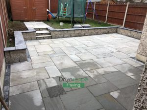 Limestone Patio with Retaining Wall and Steps in Clonee, Dublin