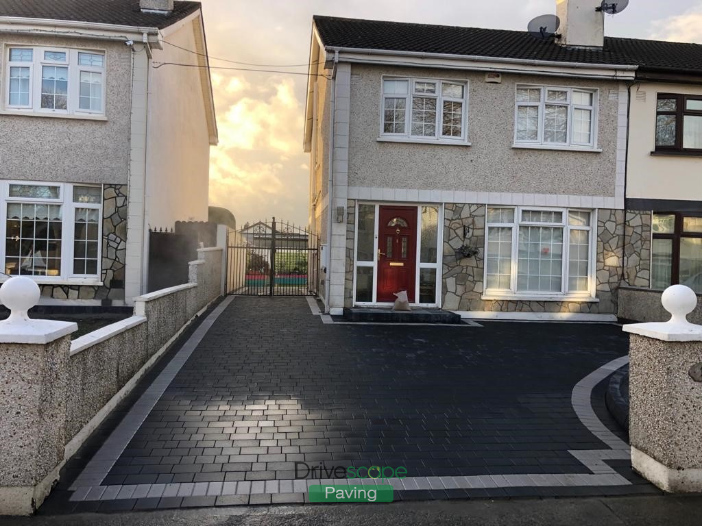 Tegula Paved Driveway with Silver Borderline in Clonsilla, Dublin