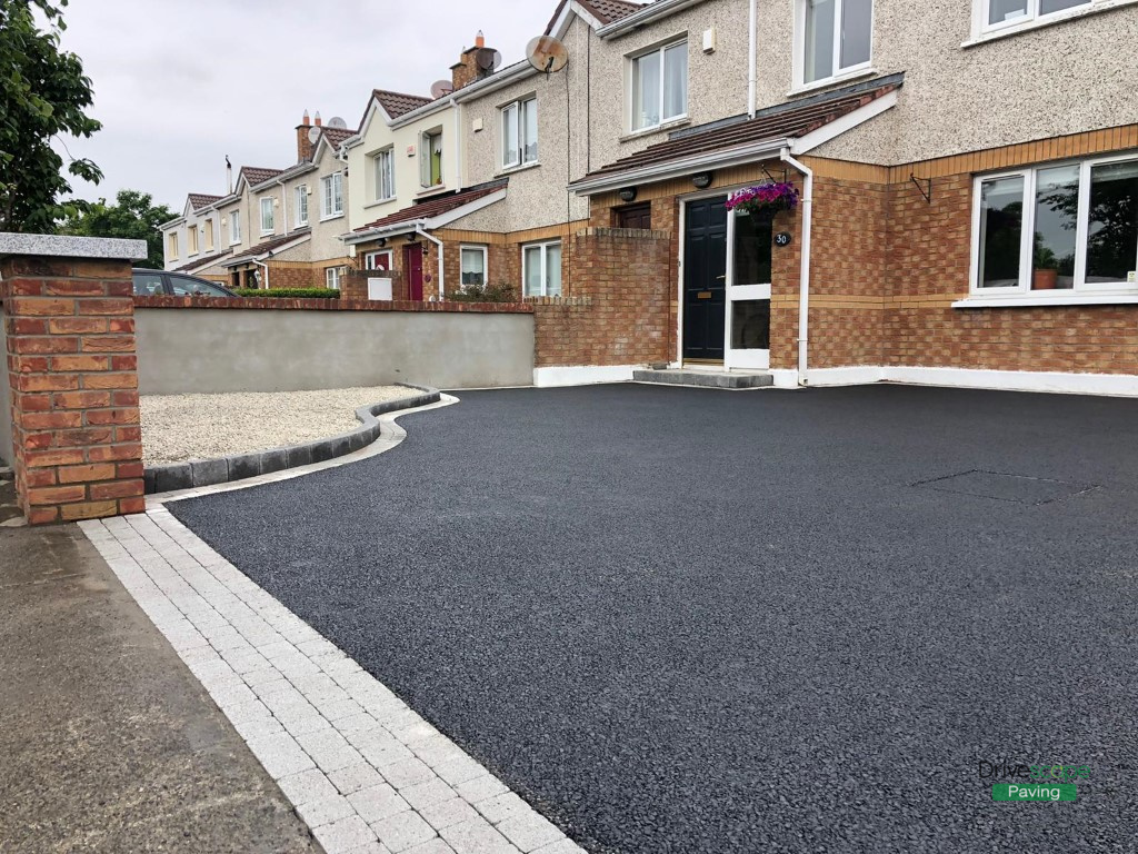 Asphalt Driveway with Retaining Walls and Brick Pillars in Clonee