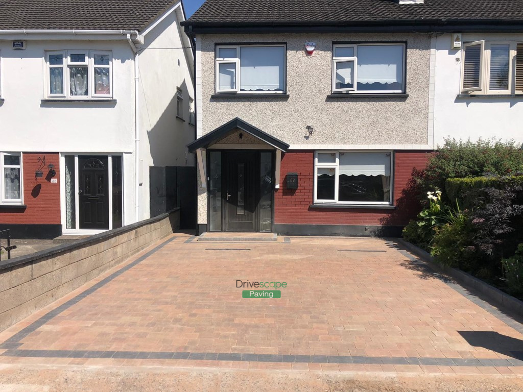 Rustic Paved Driveway with New Step and Flower Beds in Clonsilla, Dublin
