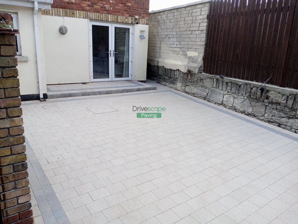 Silver Sienna Block Paving with Black Granite Border in East Wall, Dublin