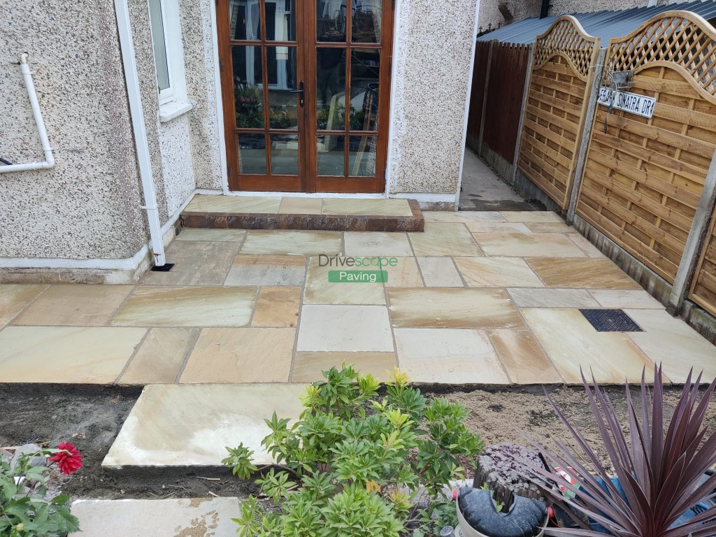 Mint Sandstone Slabbed Patio in Hartstown, Dublin