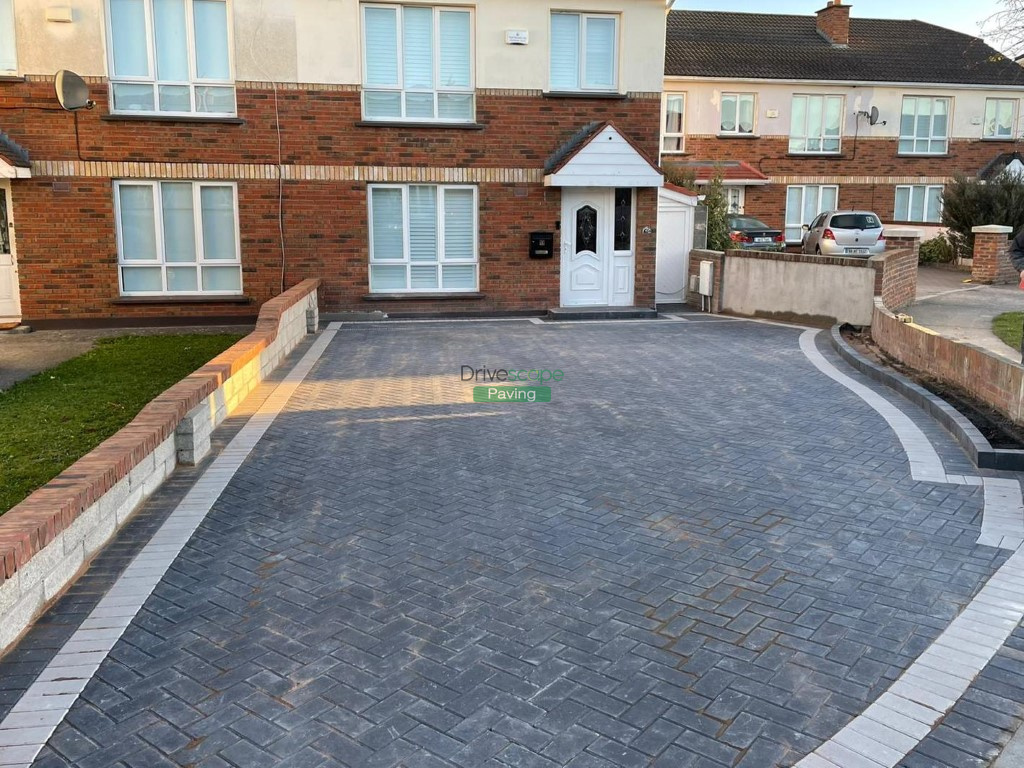 Block Paved Driveway and Retaining Wall with Brick Copings in Lucan, Co. Dublin