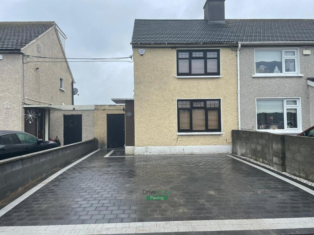 Corrib Paved Driveway with Silver Granite Borderline in Ballyfermot, Dublin