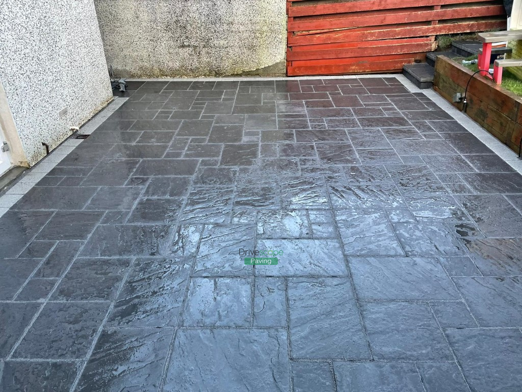 Patio with Black Belvedere Slabs in Rathnew, Co. Wicklow