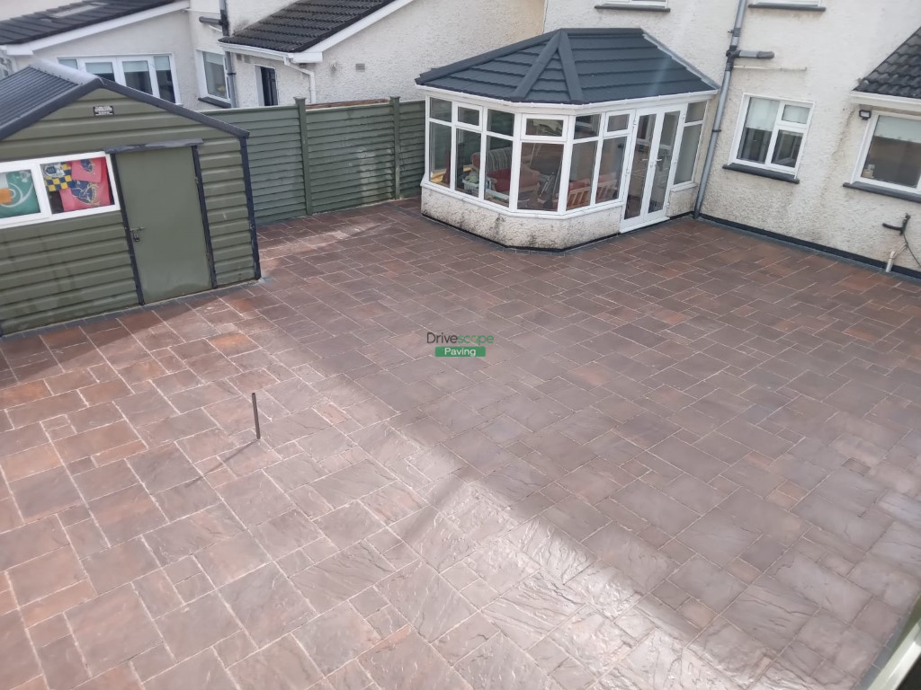 Patio with Gold Belvedere Slabs and Black Corrib Border in Drogheda, Co. Louth