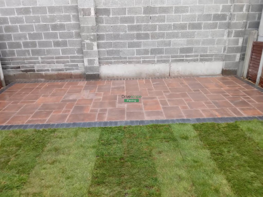 Belvedere Granite Slabbed Patio with Roll-On Turf in Donabate, Co. Dublin