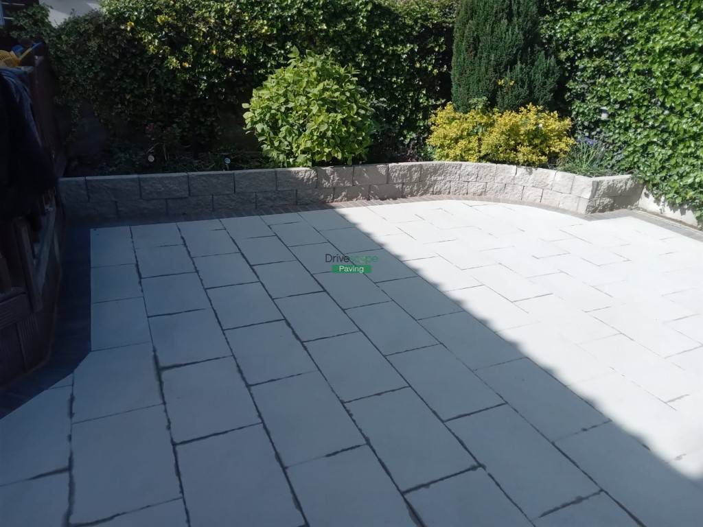 Silver Granite Slabbed Patio with Charcoal Borderlines in Blanchardstown, Dublin