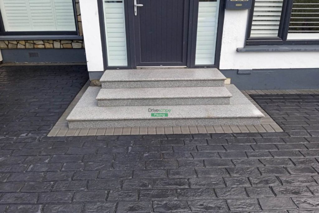 Driveway with Imprinted Concrete, Slane Borderline and New Steps in Blanchardstown, Dublin (7)