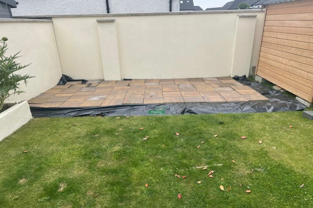 Silver Granite Slabbed Patio with Charcoal Slane Borderline and Step in Leixlip, Co. Kildare (1)