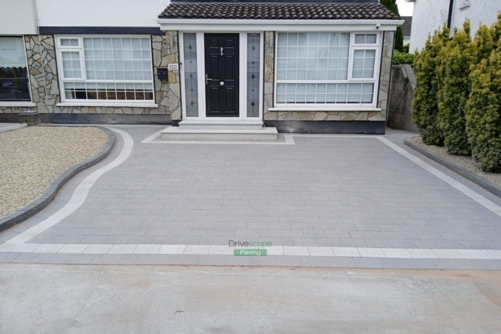 Driveway with Silver and Black Corrib Paving and Double Bullnose Step in Castleknock, Dublin (3)