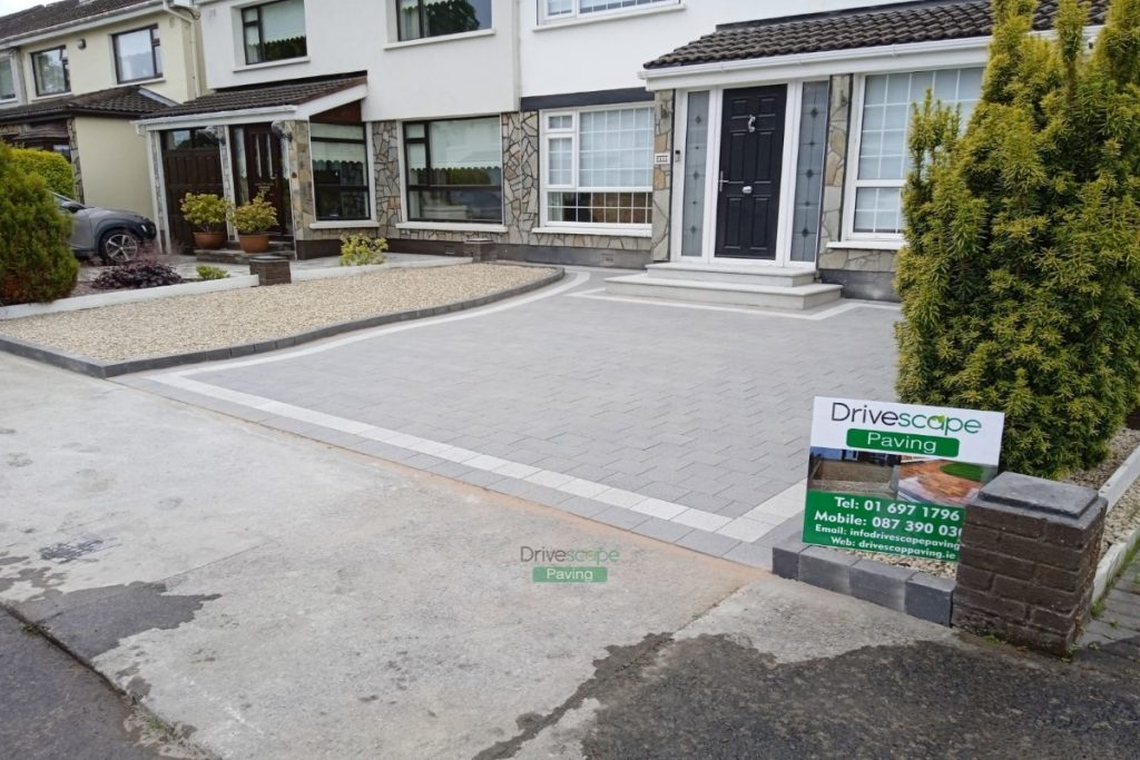 Driveway with Silver and Black Corrib Paving and Double Bullnose Step in Castleknock, Dublin (4)