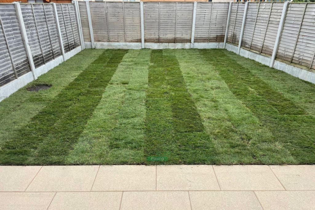 Patio with Buff Granite Slabs and Roll-On Turf in Hansfield Wood, Dublin (7)