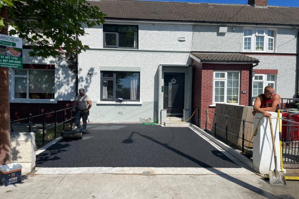 Asphalt Driveway with Silver Granite Corrib Borderline and Doorsteps in Killester, Dublin (1)