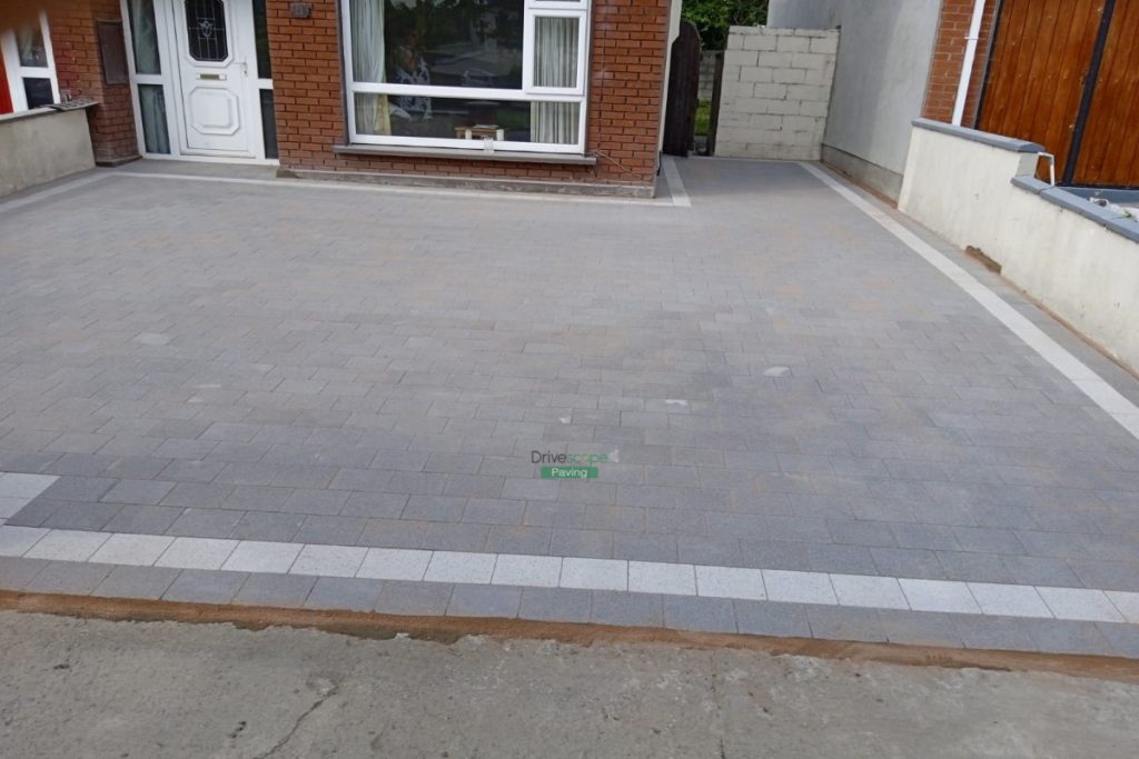Driveway with Black and Silver Granite Corrib Paving in Leixlip, Co. Kildare