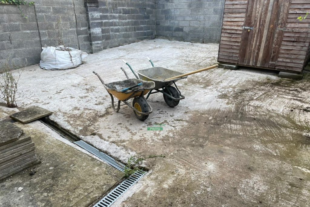 Patio with Classic Rustic Slabs, Flower-Beds and ACO Drains in Lucan, Dublin (2)