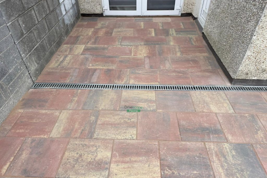 Patio with Classic Rustic Slabs, Flower-Beds and ACO Drains in Lucan, Dublin (3)