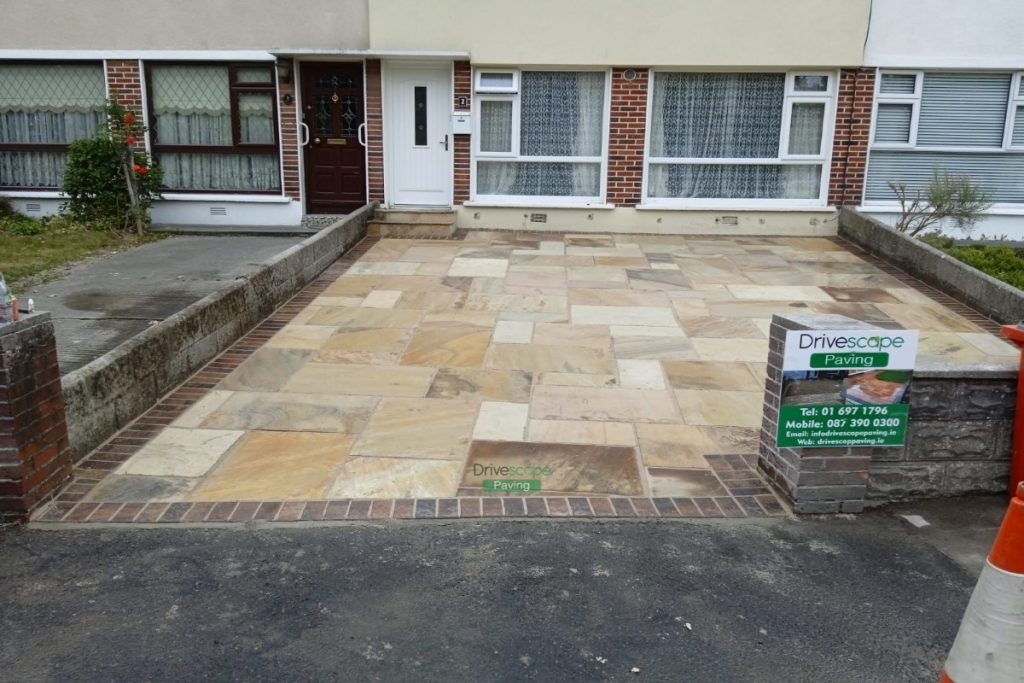 Mint Sandstone Slabbed Driveway with Rustic Borderline in Cabra, Dublin