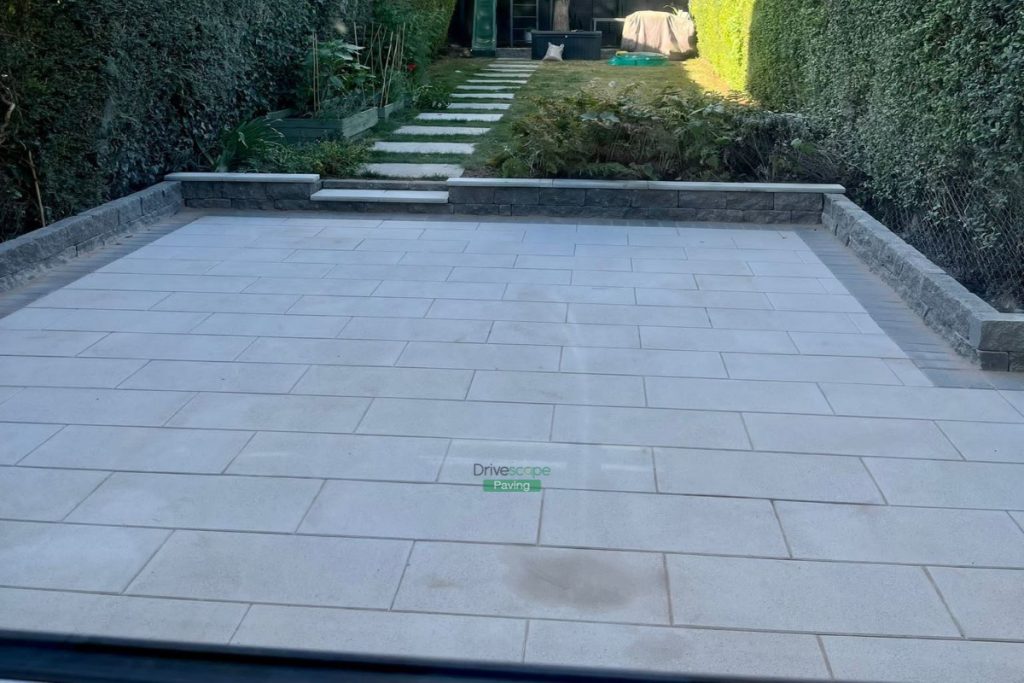 Silver Granite Slabbed Patio with Charcoal Borderline and Hallmark Walling in Killester, Dublin