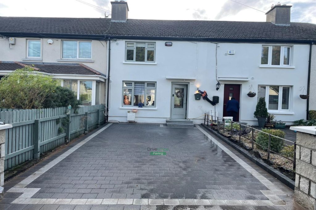 Driveway with Granite Corrib Paving, New Doorstep and Pillars in Clontarf, Co. Dublin (5)