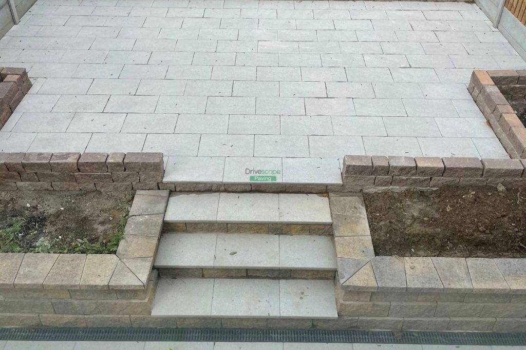 Tiered Patio with Granite Slabs, Connemara Walling and Concrete Base in Bray, Co. Wicklow (4)