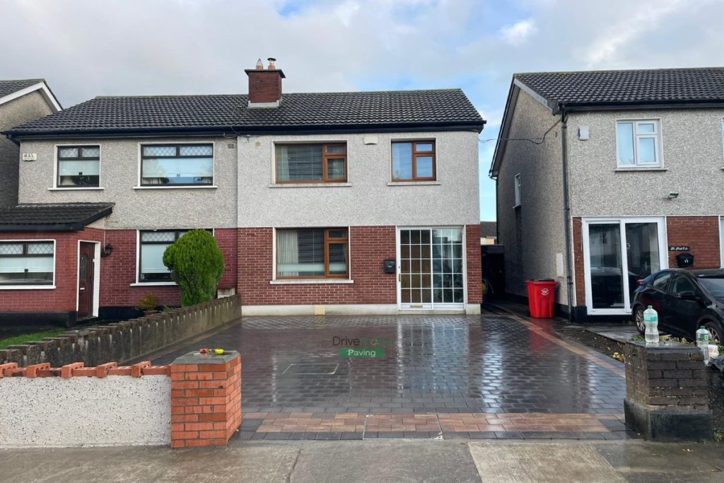 Driveway with Corrib Paving, New Wall and Pillar in Whitehall, Dublin (3)