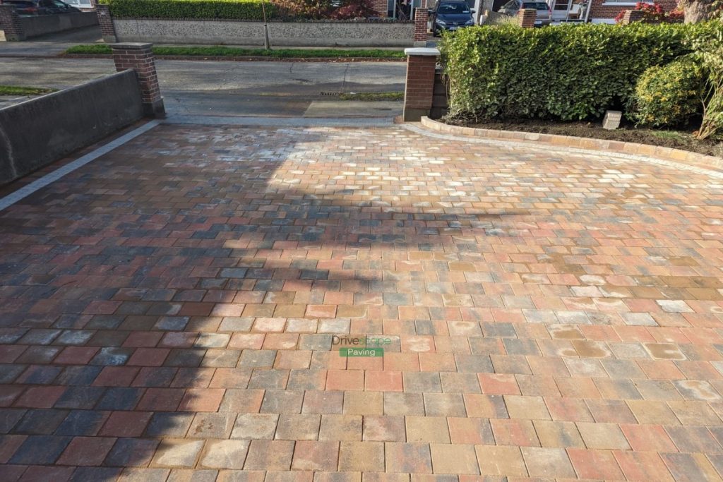 Driveway with Tobermore Block Paving, Granite Borderlines and New Pillar in Clontarf, Dublin (6)