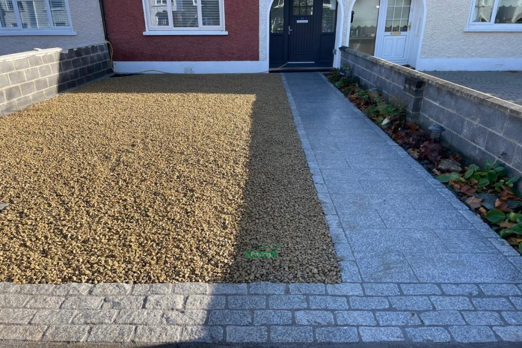 Gravelled Driveway with Silver Granite Slabs in Ashtown, Dublin