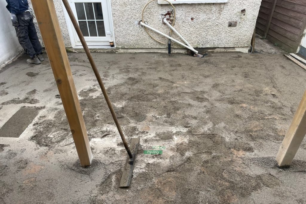 Newgrange Granite Slabbed Patio with Treated Posts in Celbridge, Co. Kildare (1)