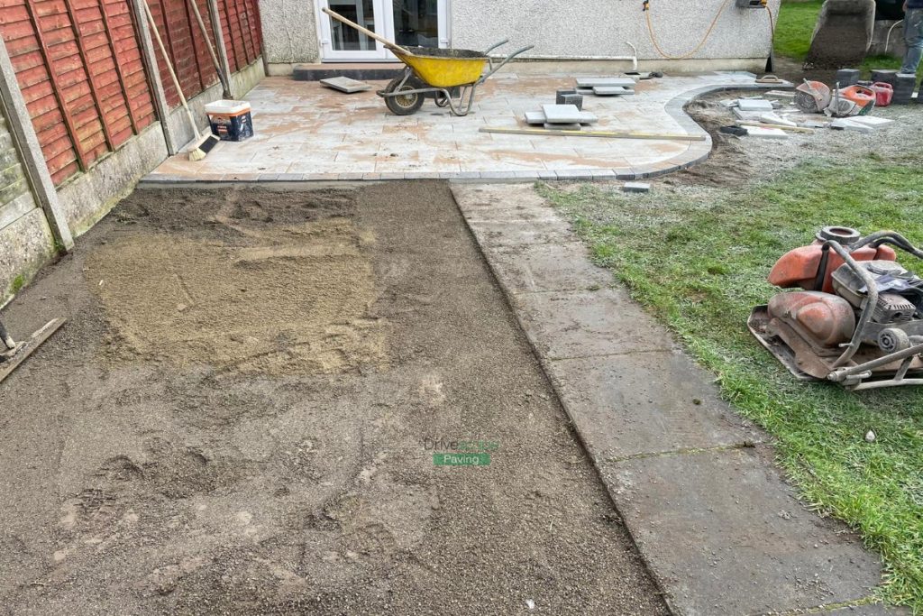 Patio with Newgrange Granite Slabs and Charcoal Border, New Steps and Roll-on Turf in Dublin (3)
