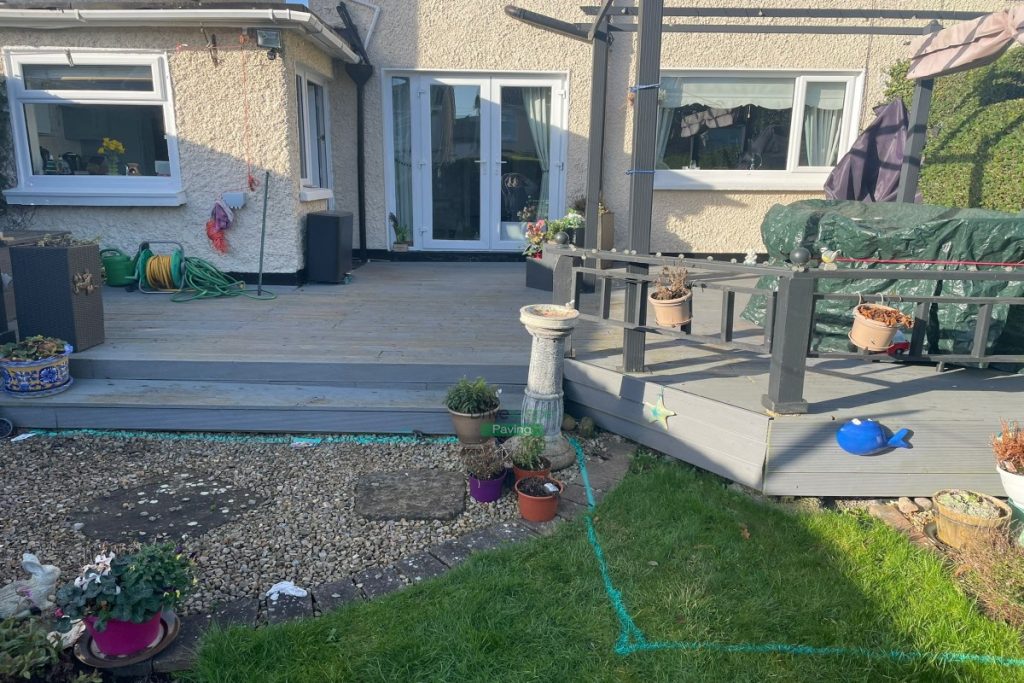 Porcelain Tiled Raised Patio with Connemara Walling in Dublin (1)