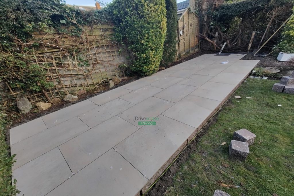 Porcelain Tiled Raised Patio with Connemara Walling in Dublin (3)