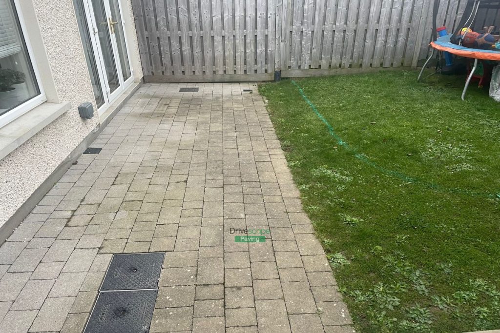 Buff Granite Slabbed Patio with Step in Balgriffin, Dublin (1)