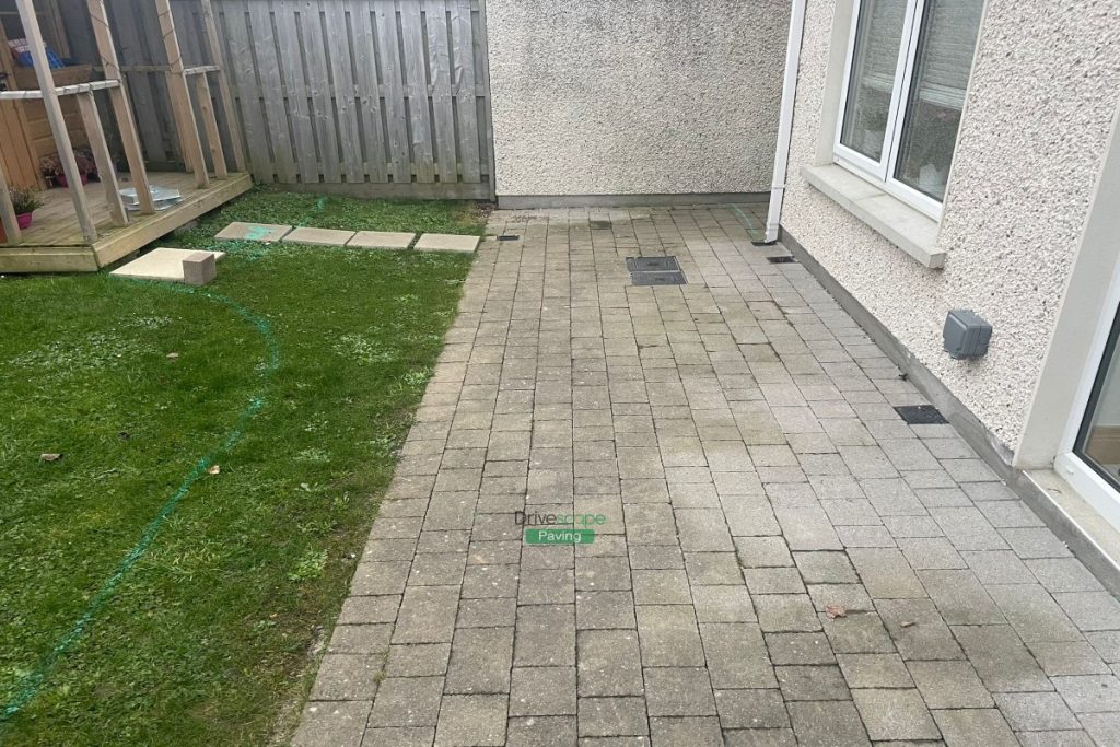 Buff Granite Slabbed Patio with Step in Balgriffin, Dublin (2)