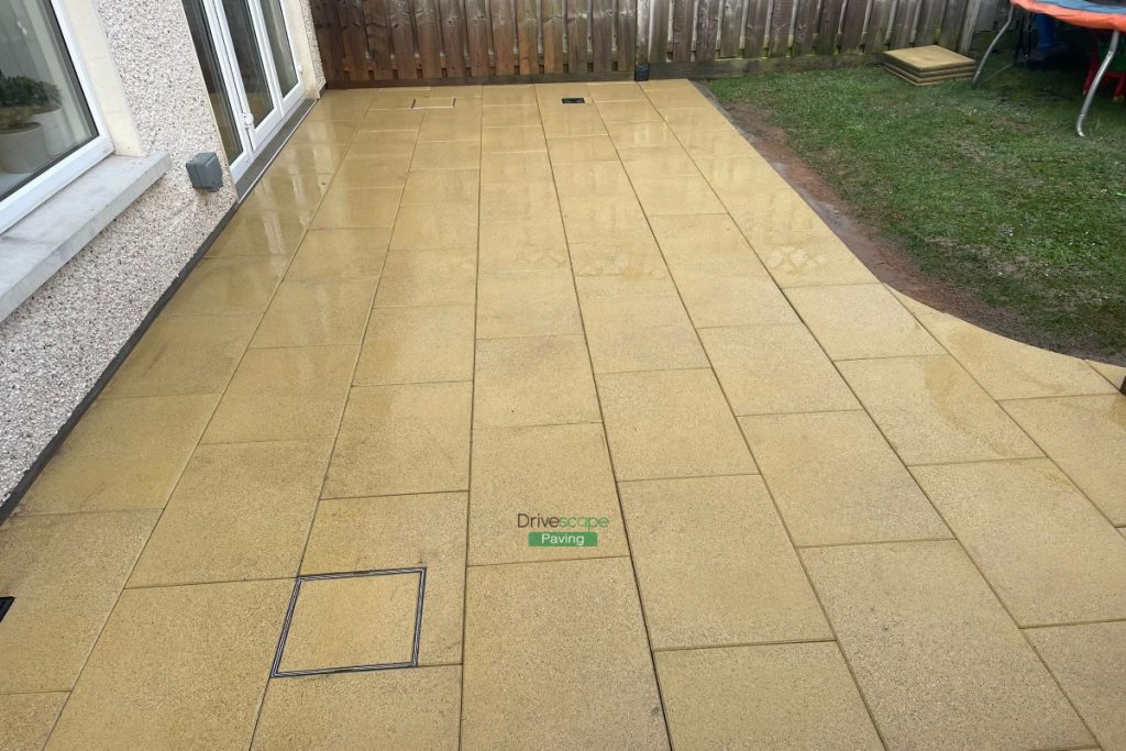 Buff Granite Slabbed Patio with Step in Balgriffin, Dublin (4)