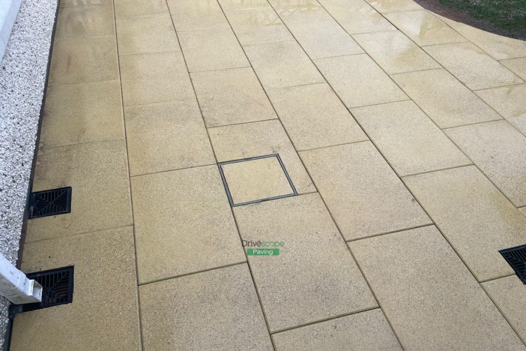 Buff Granite Slabbed Patio with Step in Balgriffin, Dublin (6)