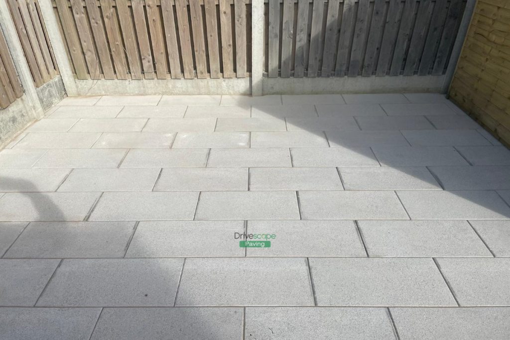 Patio with Silver Granite Slabs, Roll-On Turf and Granite Walling in Ballymun, Dublin (4)