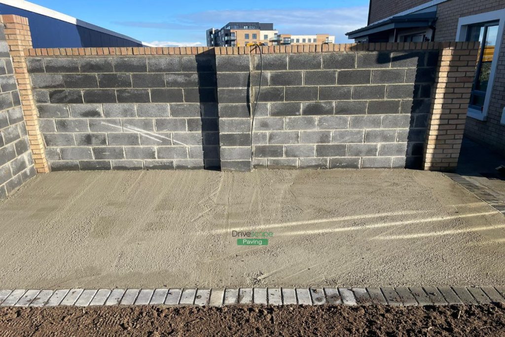 Patio with Tumbled Limestone Slabs and Brick Border in Dunshaughlin, Co. Meath (4)