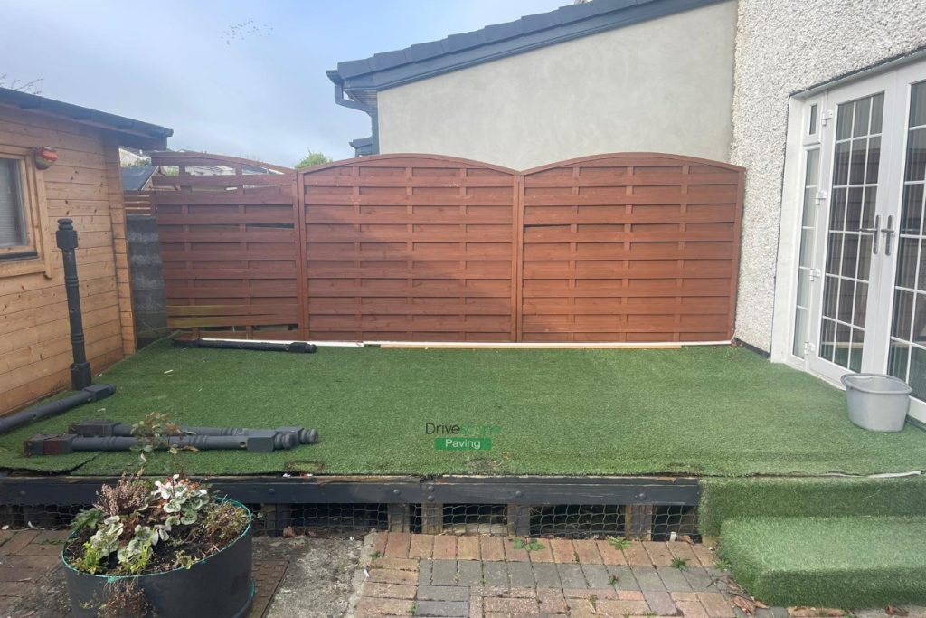 Raised Granite Slabbed Patio with Connemara Walling in Coolock, Dublin (2)