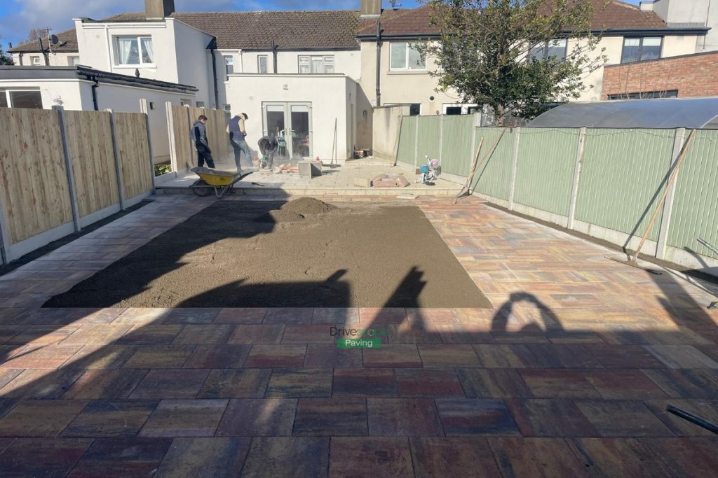 Raised Patio with Buff Granite and Classic Rustic Slabs, New Fencing and Artificial Grass in Clontarf, Dublin (5)