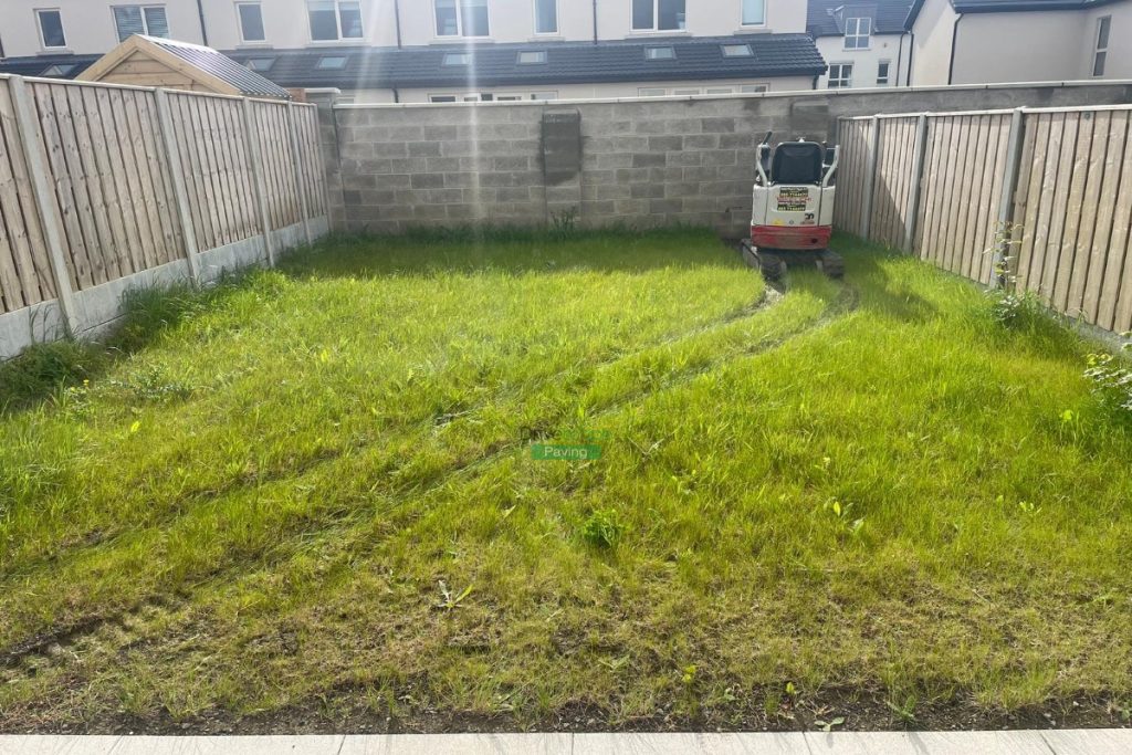 Patio with Newgrange Slabs, Mellifont Kerbing, Stepping Stones and Roll-on Turf in Portmarnock, Co. Dublin (1)