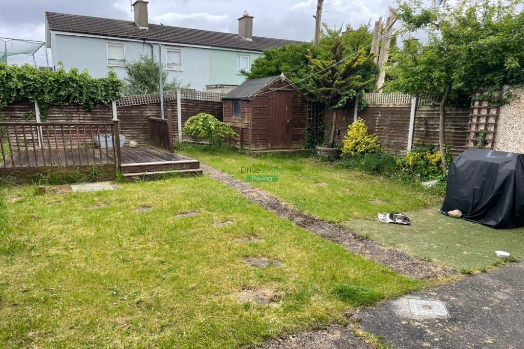 Patio with Silver Granite Slabs, Charcoal Borders and Raised Flowerbeds in Tallaght, Dublin (1)