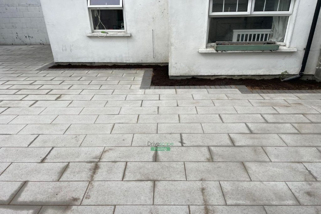 Granite Slabbed Patio with Curved Flowerbeds in Lucan, Dublin (4)