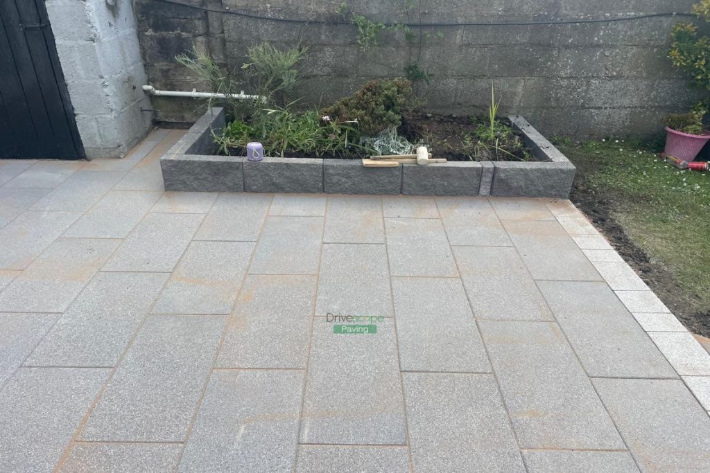 Patio with Black Granite Slabs and Lismore Border in Santry, Dublin (6)