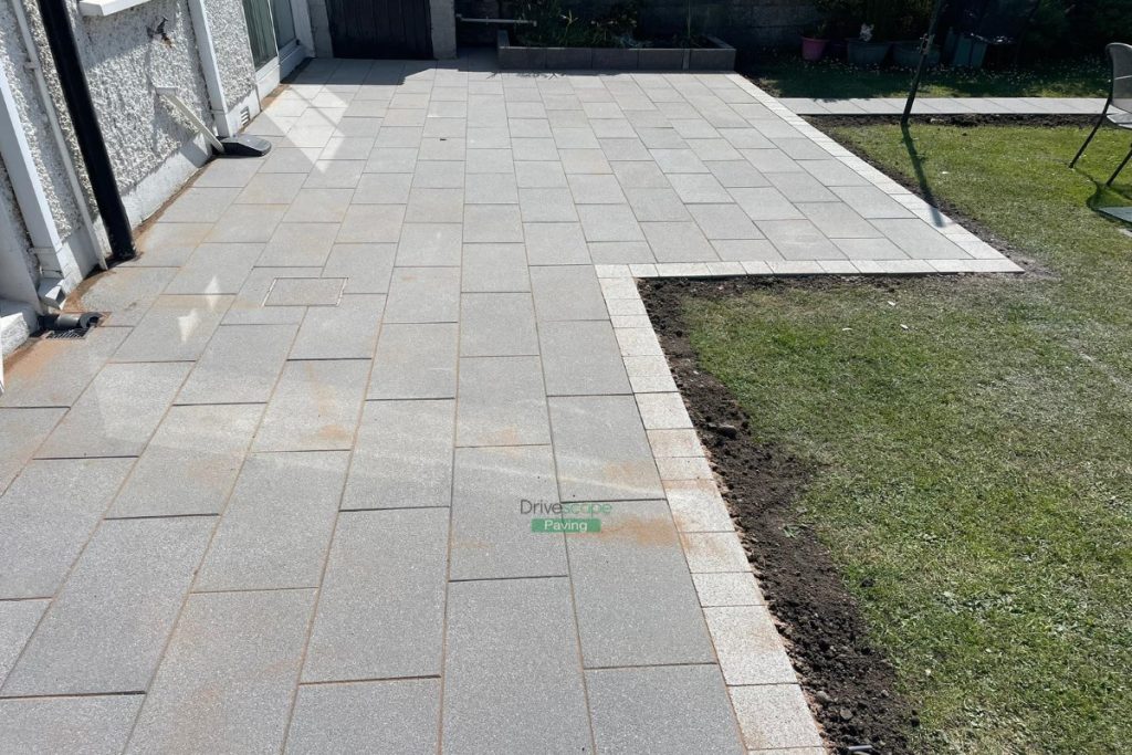 Patio with Black Granite Slabs and Lismore Border in Santry, Dublin (7)