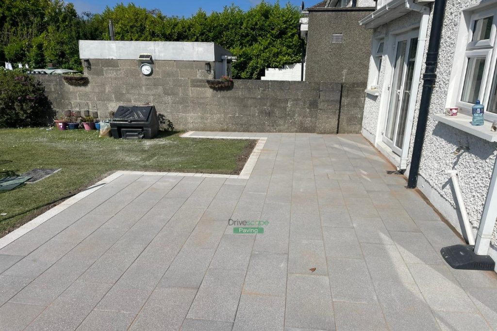Patio with Black Granite Slabs and Lismore Border in Santry, Dublin (8)