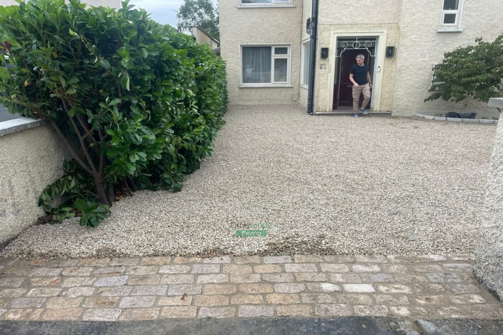 Driveway with Ballylusk Gravel, Kerbstones and Granite Step in Mount Merrion, Dublin