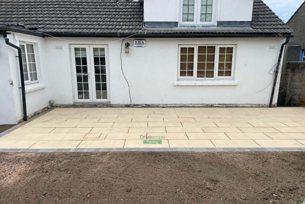 Oyster Granite Slabbed Patio with Fresh Topsoil in Templeogue, Dublin